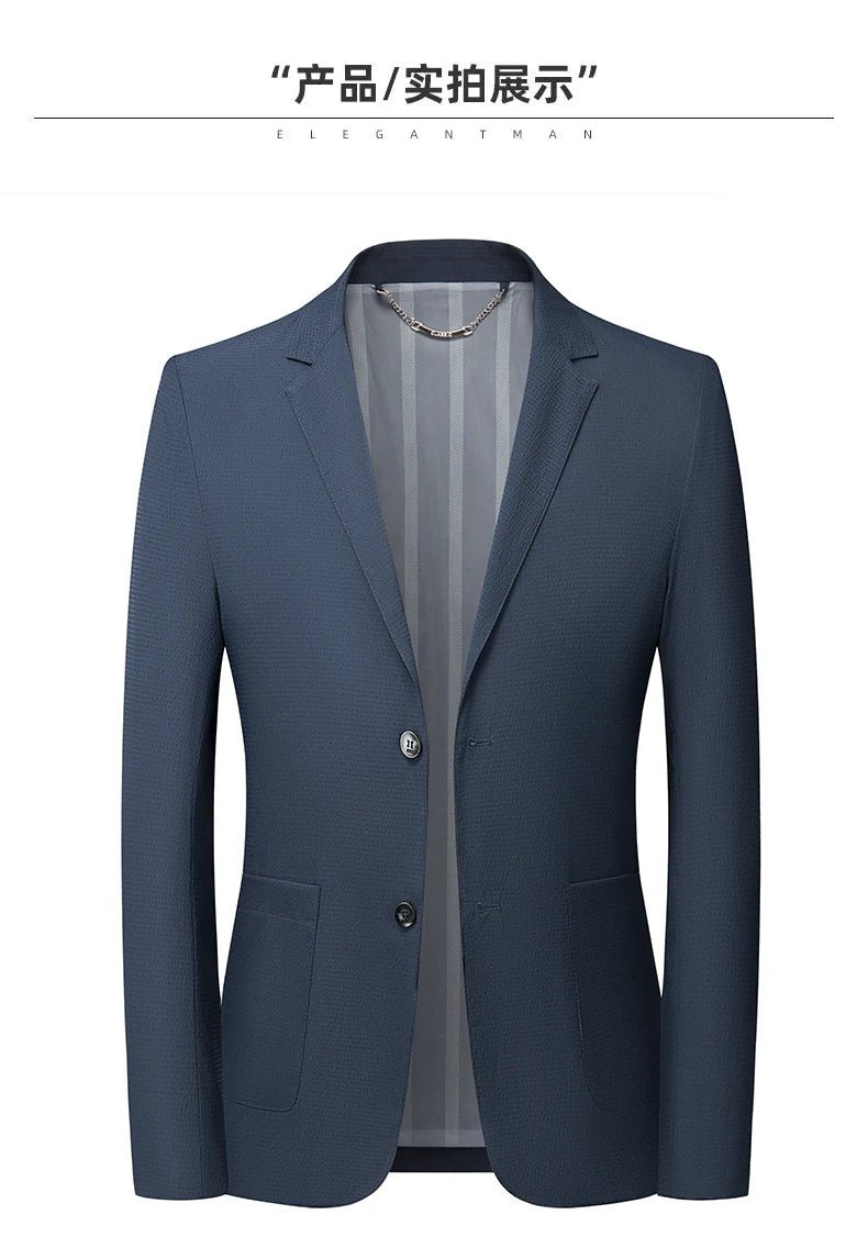 New Solid Men Blazer Regular Fit Long Sleeve Blazers for Men Solid Color Casual Suit Korean Slim Fit Formal Business Suit - PratSN