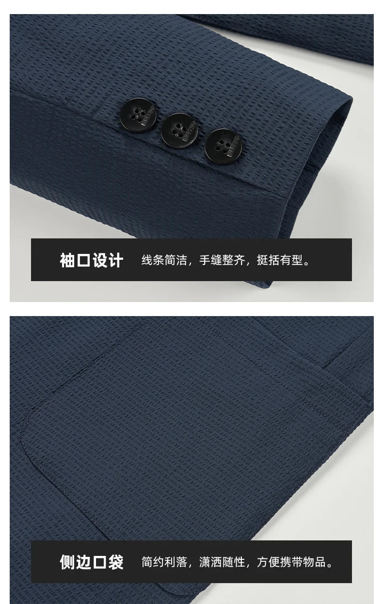 New Solid Men Blazer Regular Fit Long Sleeve Blazers for Men Solid Color Casual Suit Korean Slim Fit Formal Business Suit - PratSN