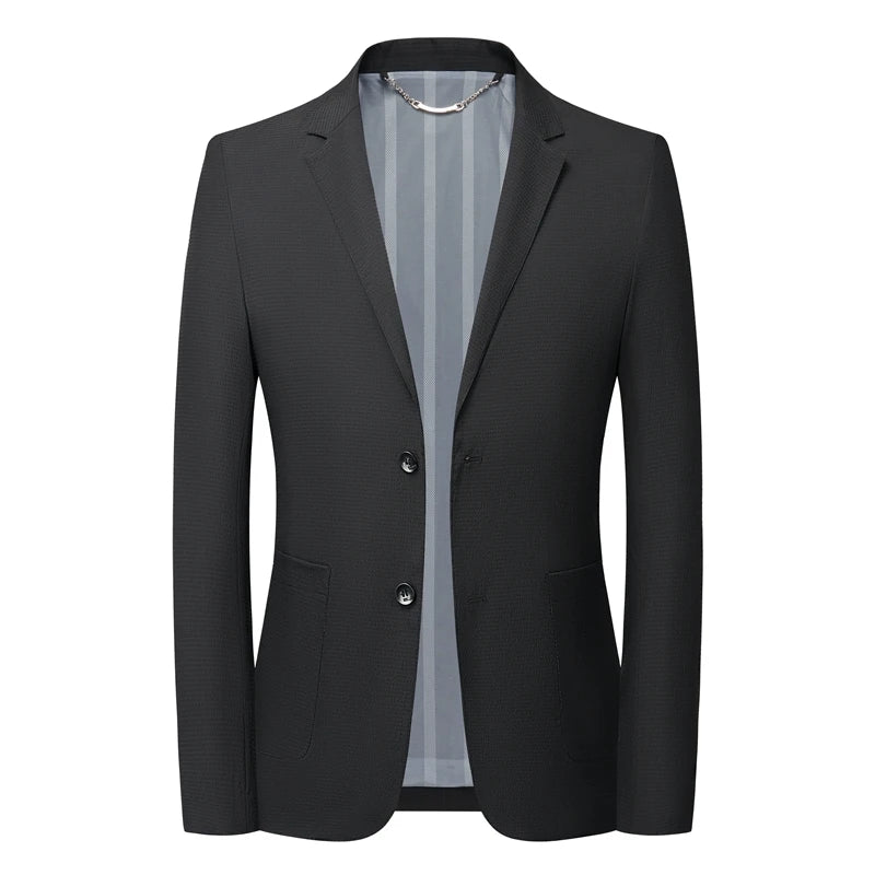 New Solid Men Blazer Regular Fit Long Sleeve Blazers for Men Solid Color Casual Suit Korean Slim Fit Formal Business Suit - PratSN
