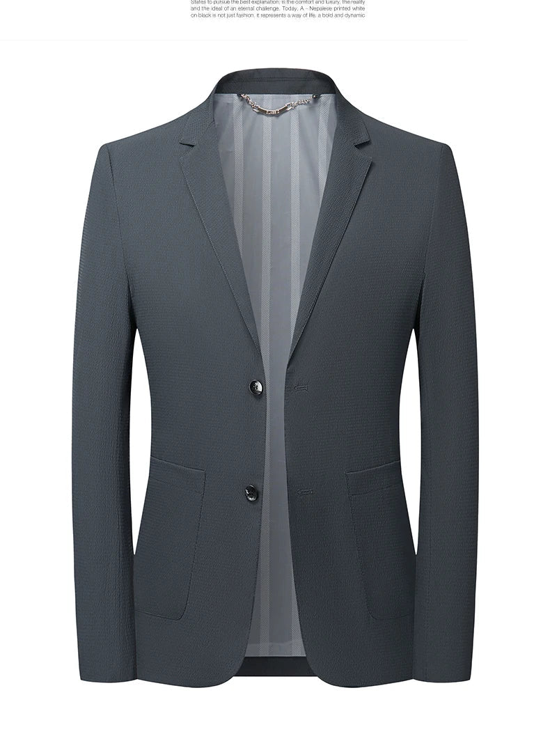 New Solid Men Blazer Regular Fit Long Sleeve Blazers for Men Solid Color Casual Suit Korean Slim Fit Formal Business Suit - PratSN
