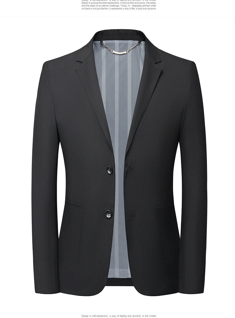 New Solid Men Blazer Regular Fit Long Sleeve Blazers for Men Solid Color Casual Suit Korean Slim Fit Formal Business Suit - PratSN