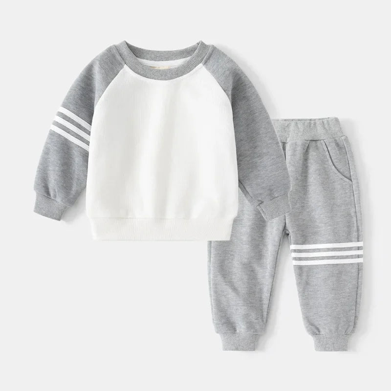 New Spring Autumn Children Clothes Set Color Patchwork Kids Boys Two - Piece Sets Children Boy Casual Tracksuit Outfits Tops Pants - PratSN