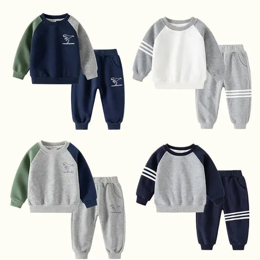 New Spring Autumn Children Clothes Set Color Patchwork Kids Boys Two - Piece Sets Children Boy Casual Tracksuit Outfits Tops Pants - PratSN