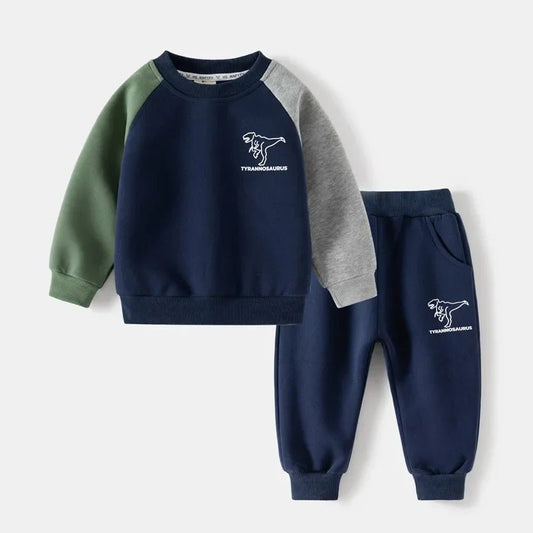 New Spring Autumn Children Clothes Set Color Patchwork Kids Boys Two - Piece Sets Children Boy Casual Tracksuit Outfits Tops Pants - PratSN