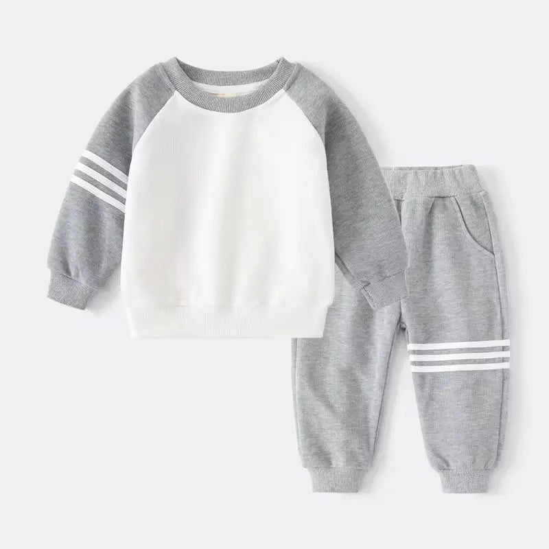 New Spring Autumn Children Clothes Set Color Patchwork Kids Boys Two - Piece Sets Children Boy Casual Tracksuit Outfits Tops Pants - PratSN