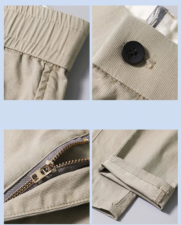 New Spring Summer Cotton Men's Slim Fit and Breathable Pants Fashion Classic Elastic Waist Jogging Casual Khaki Trousers Male - PratSN