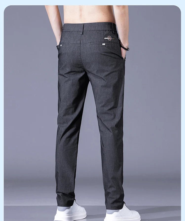 New Spring Summer Cotton Men's Slim Fit and Breathable Pants Fashion Classic Elastic Waist Jogging Casual Khaki Trousers Male - PratSN