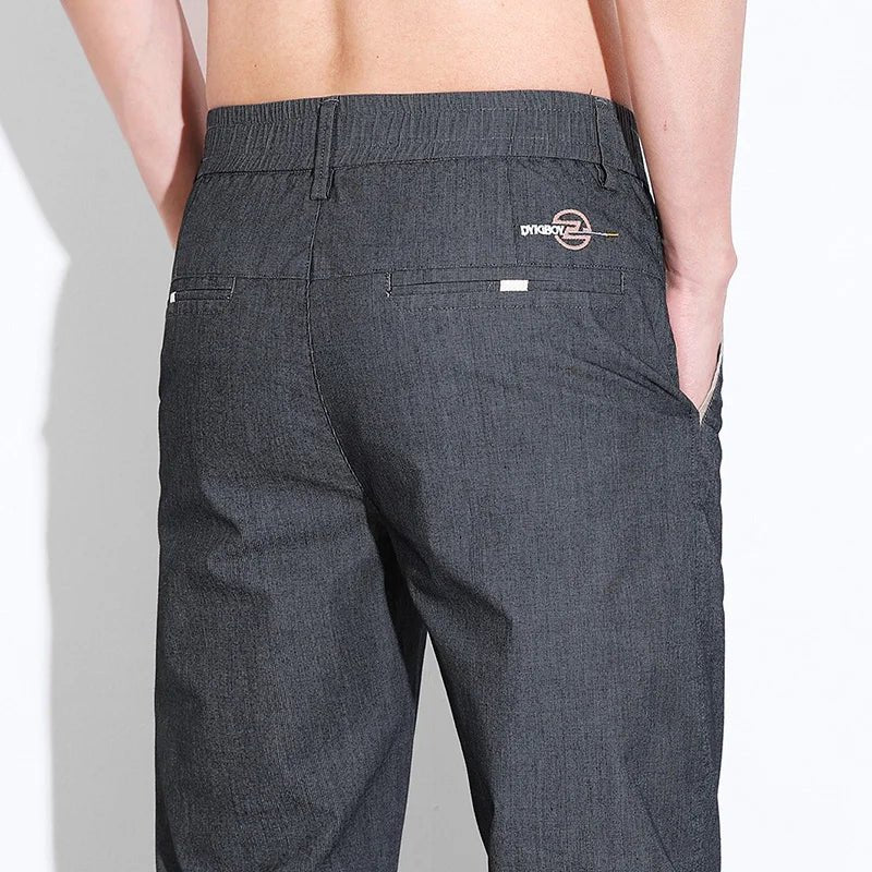 New Spring Summer Cotton Men's Slim Fit and Breathable Pants Fashion Classic Elastic Waist Jogging Casual Khaki Trousers Male - PratSN