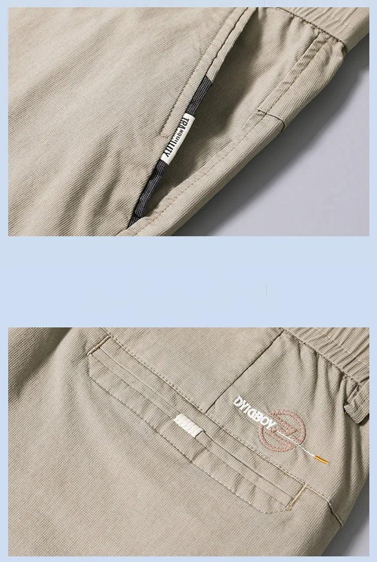 New Spring Summer Cotton Men's Slim Fit and Breathable Pants Fashion Classic Elastic Waist Jogging Casual Khaki Trousers Male - PratSN