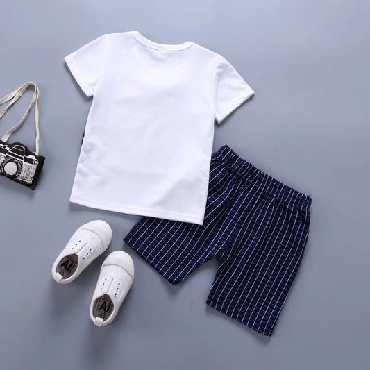 New Summer Baby Clothes Suit Children Boys Casual Plaid T-Shirt Shorts 2Pcs/Sets Toddler Costume Infant Outfits Kids Tracksuits - PratSN