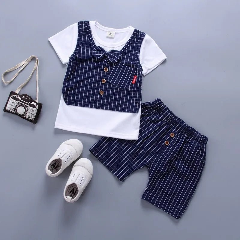 New Summer Baby Clothes Suit Children Boys Casual Plaid T-Shirt Shorts 2Pcs/Sets Toddler Costume Infant Outfits Kids Tracksuits - PratSN