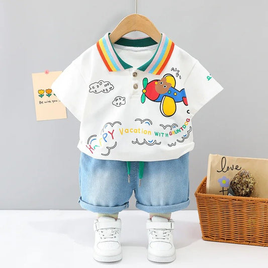 New Summer Baby Girls Clothes Suit Children Boys Fashion T-Shirt Shorts 2Pcs/Sets Toddler Casual Cotton Costume Kids Tracksuits - PratSN