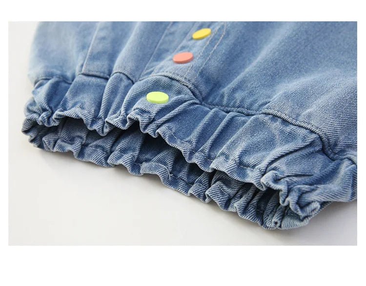 New Summer Children's Denim Shorts Under the Skirt For Teenage Girl Casual Skirt with Shorts Kids Colorful Button Jeans Culottes - PratSN