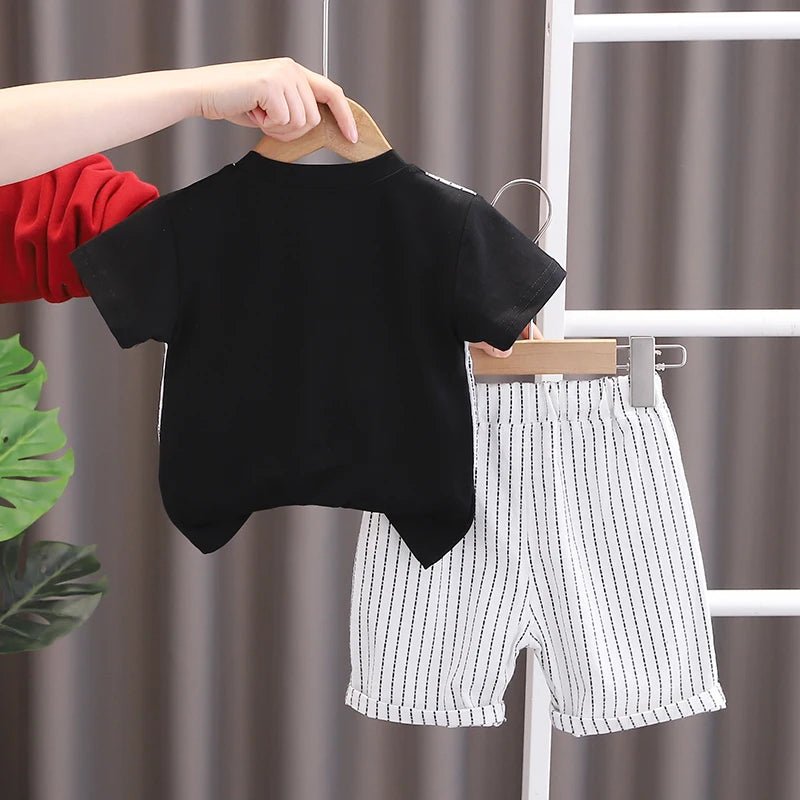 New Summer Kids Boys Clothes High Qulity Short Sleeve Gentleman Patchwork T Shirt Pants Toddler Boy Clothing Casual Outfits - PratSN