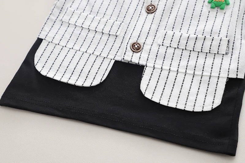 New Summer Kids Boys Clothes High Qulity Short Sleeve Gentleman Patchwork T Shirt Pants Toddler Boy Clothing Casual Outfits - PratSN