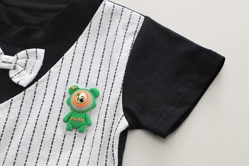 New Summer Kids Boys Clothes High Qulity Short Sleeve Gentleman Patchwork T Shirt Pants Toddler Boy Clothing Casual Outfits - PratSN
