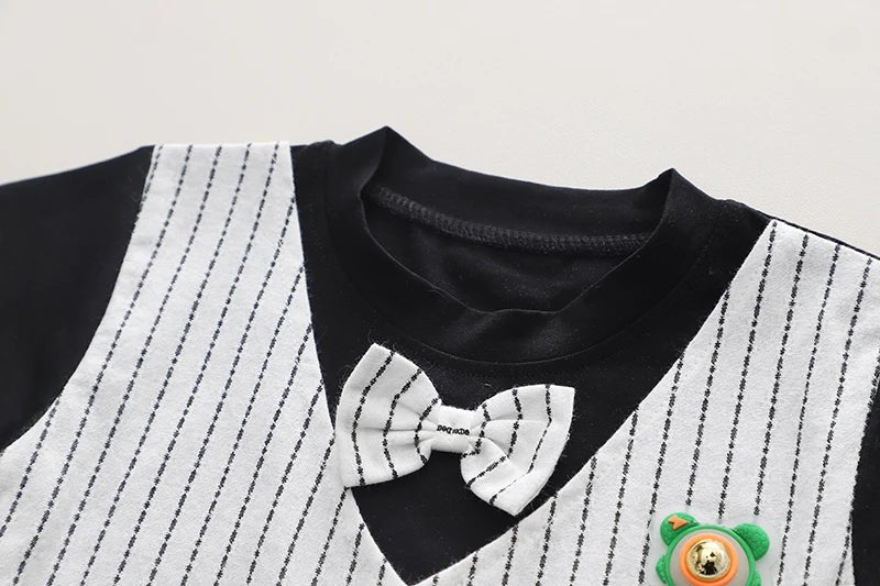 New Summer Kids Boys Clothes High Qulity Short Sleeve Gentleman Patchwork T Shirt Pants Toddler Boy Clothing Casual Outfits - PratSN