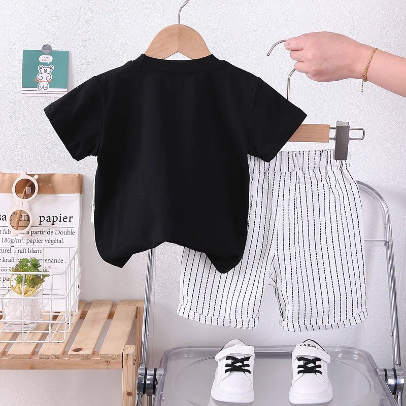 New Summer Kids Boys Clothes High Qulity Short Sleeve Gentleman Patchwork T Shirt Pants Toddler Boy Clothing Casual Outfits - PratSN