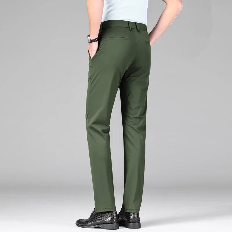 New Summer Men's Ice Silk High Stretch Business Suit Pants Male Army Green Blue Elastic Formal Office Straight Formal Trousers - PratSN