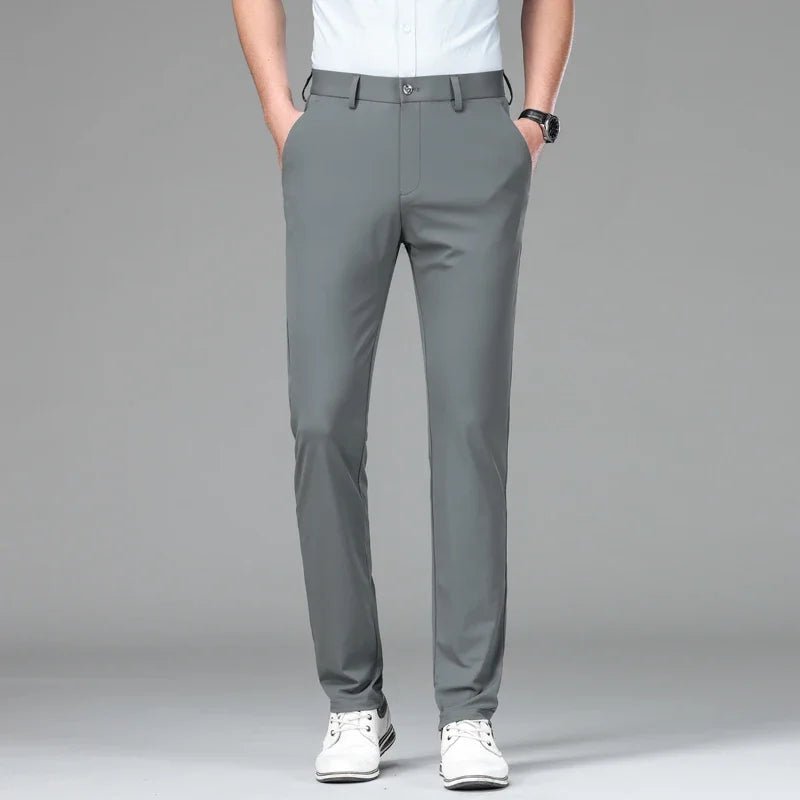New Summer Men's Ice Silk High Stretch Business Suit Pants Male Army Green Blue Elastic Formal Office Straight Formal Trousers - PratSN