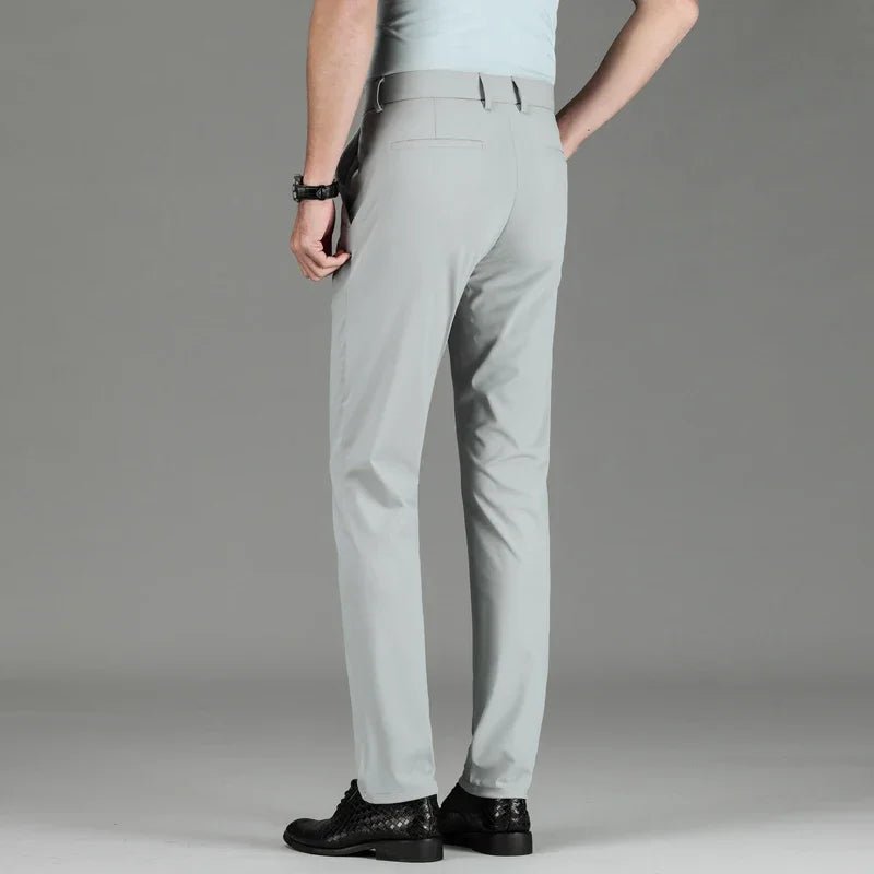 New Summer Men's Ice Silk High Stretch Business Suit Pants Male Army Green Blue Elastic Formal Office Straight Formal Trousers - PratSN