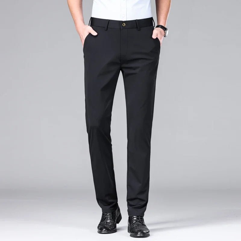 New Summer Men's Ice Silk High Stretch Business Suit Pants Male Army Green Blue Elastic Formal Office Straight Formal Trousers - PratSN