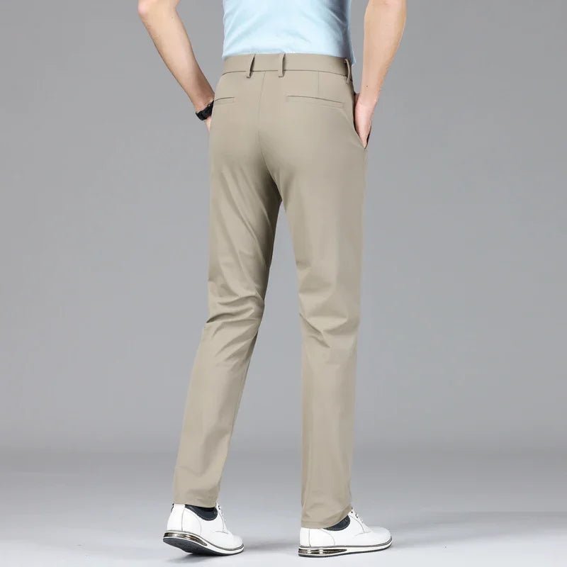 New Summer Men's Ice Silk High Stretch Business Suit Pants Male Army Green Blue Elastic Formal Office Straight Formal Trousers - PratSN