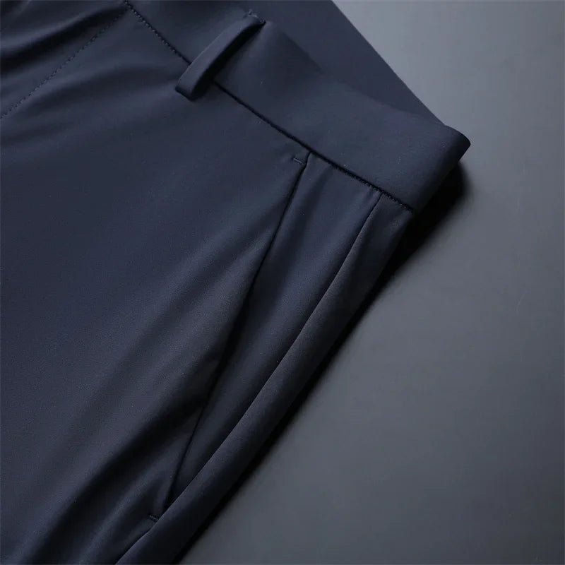 New Summer Men's Ice Silk High Stretch Business Suit Pants Male Army Green Blue Elastic Formal Office Straight Formal Trousers - PratSN