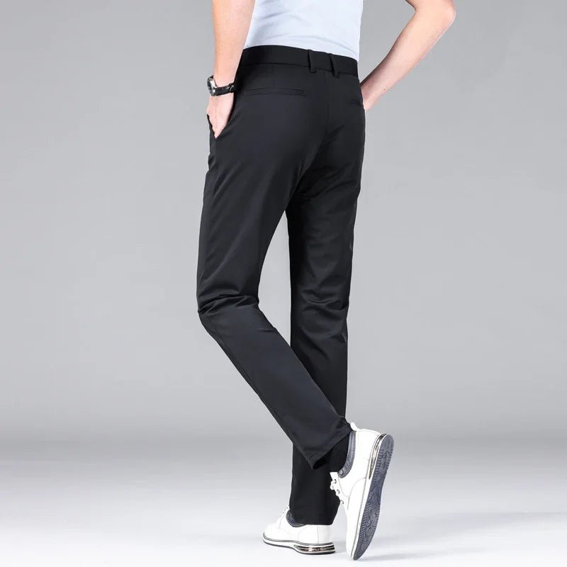 New Summer Men's Ice Silk High Stretch Business Suit Pants Male Army Green Blue Elastic Formal Office Straight Formal Trousers - PratSN
