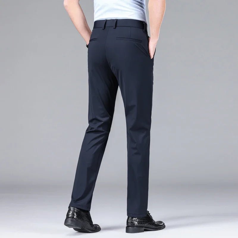 New Summer Men's Ice Silk High Stretch Business Suit Pants Male Army Green Blue Elastic Formal Office Straight Formal Trousers - PratSN