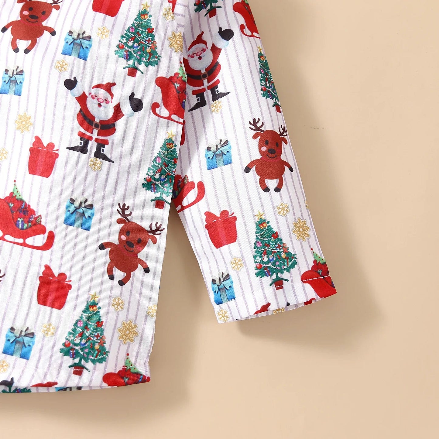 New Toddler Boys Christmas Outfits Gentleman Sets For Kids Short Sleeve Deer Shirt and Red Shorts New Year Costume For Children Baby - PratSN
