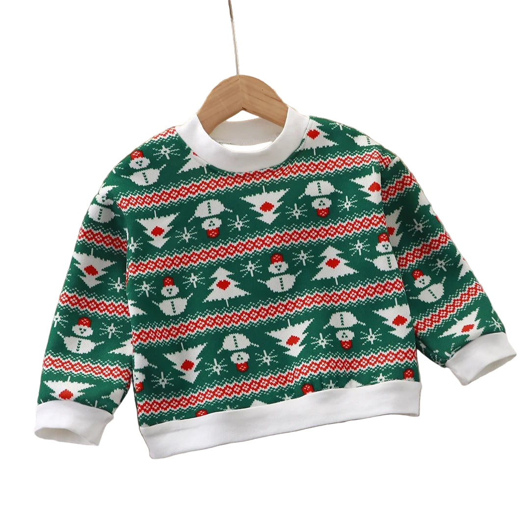 New Velvet Thickened Christmas T-shirt Children's Printing Sweatshirt Casual Children's Clothing For Winter New Year Gift - PratSN