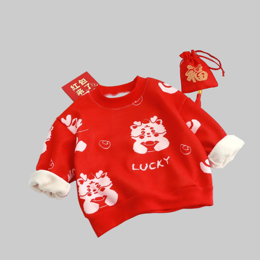 New Velvet Thickened Christmas T-shirt Children's Printing Sweatshirt Casual Children's Clothing For Winter New Year Gift - PratSN