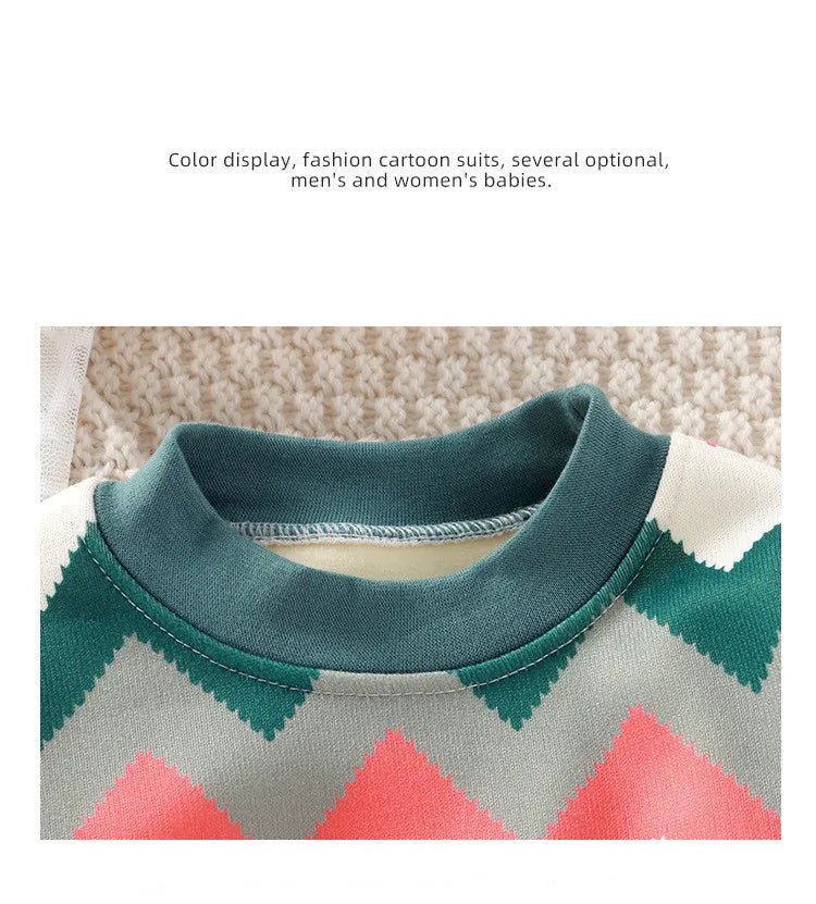 New Velvet Thickened Christmas T-shirt Children's Printing Sweatshirt Casual Children's Clothing For Winter New Year Gift - PratSN