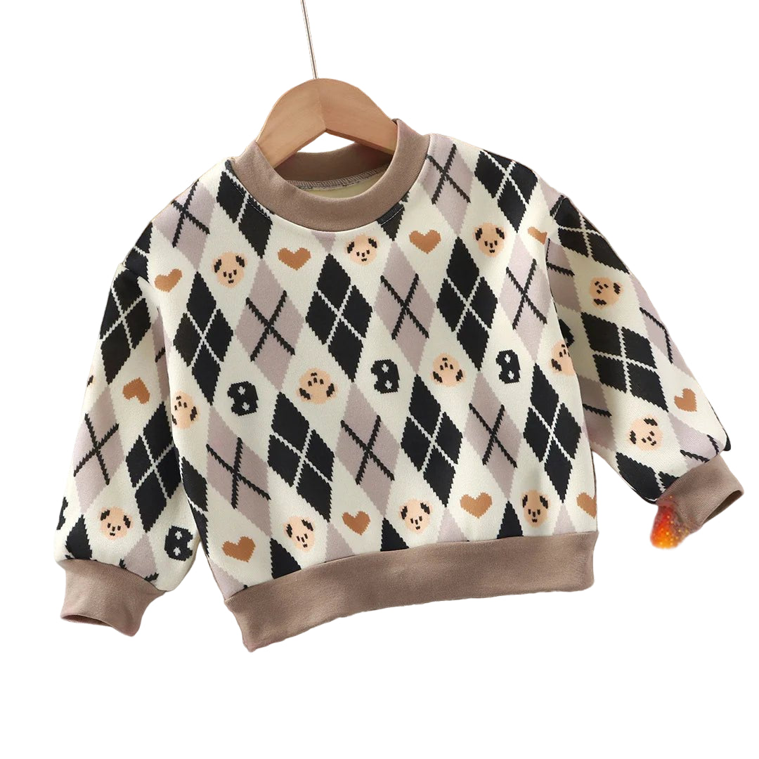 New Velvet Thickened Christmas T-shirt Children's Printing Sweatshirt Casual Children's Clothing For Winter New Year Gift - PratSN