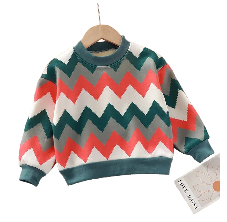 New Velvet Thickened Christmas T-shirt Children's Printing Sweatshirt Casual Children's Clothing For Winter New Year Gift - PratSN