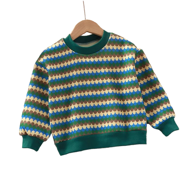 New Velvet Thickened Christmas T-shirt Children's Printing Sweatshirt Casual Children's Clothing For Winter New Year Gift - PratSN
