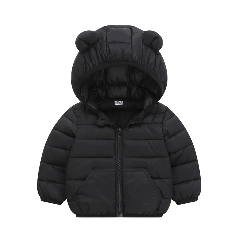New Winter Down Warm Jackets Autumn Baby Thin Hooded Cotton Coats Girls Boys Cute Solid Outerwear 2 - 6 Years - PratSN