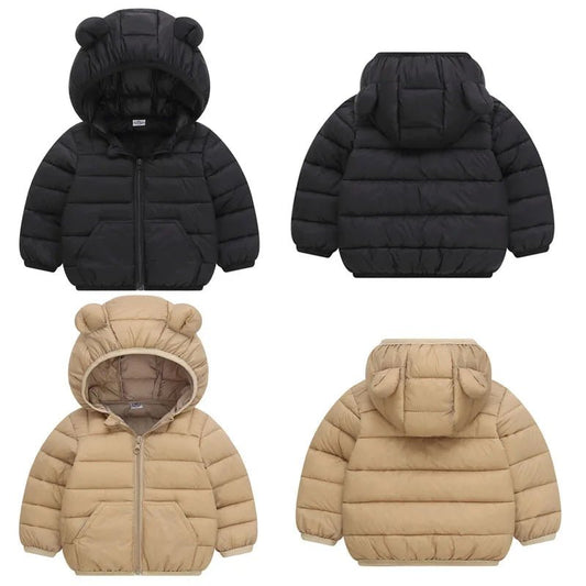 New Winter Down Warm Jackets Autumn Baby Thin Hooded Cotton Coats Girls Boys Cute Solid Outerwear 2 - 6 Years - PratSN