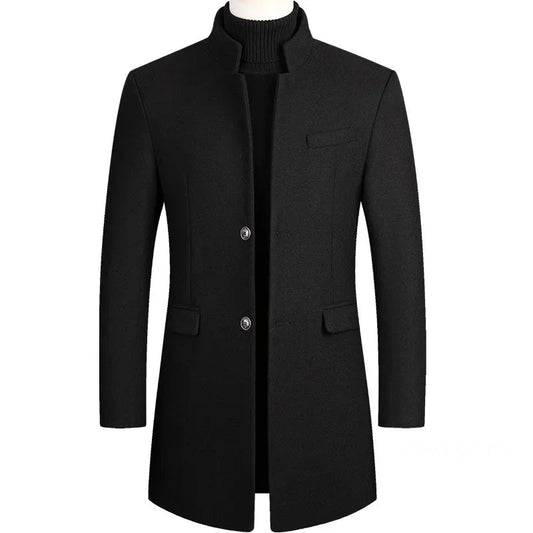 New Winter Men Cashmere Woolen Blends Slim Trench Coats Long Warm Jackets High Quality Male Business Casual Trench Coats Size 4X - PratSN