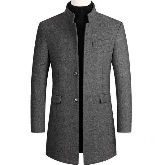 New Winter Men Cashmere Woolen Blends Slim Trench Coats Long Warm Jackets High Quality Male Business Casual Trench Coats Size 4X - PratSN