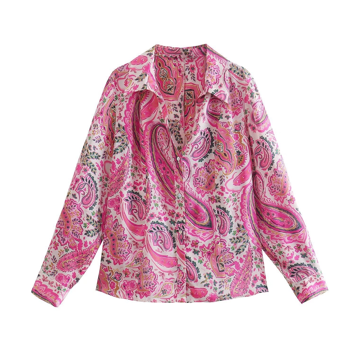 New Women's Lapel Printed Long Sleeve Single Breasted Shirt - PratSN