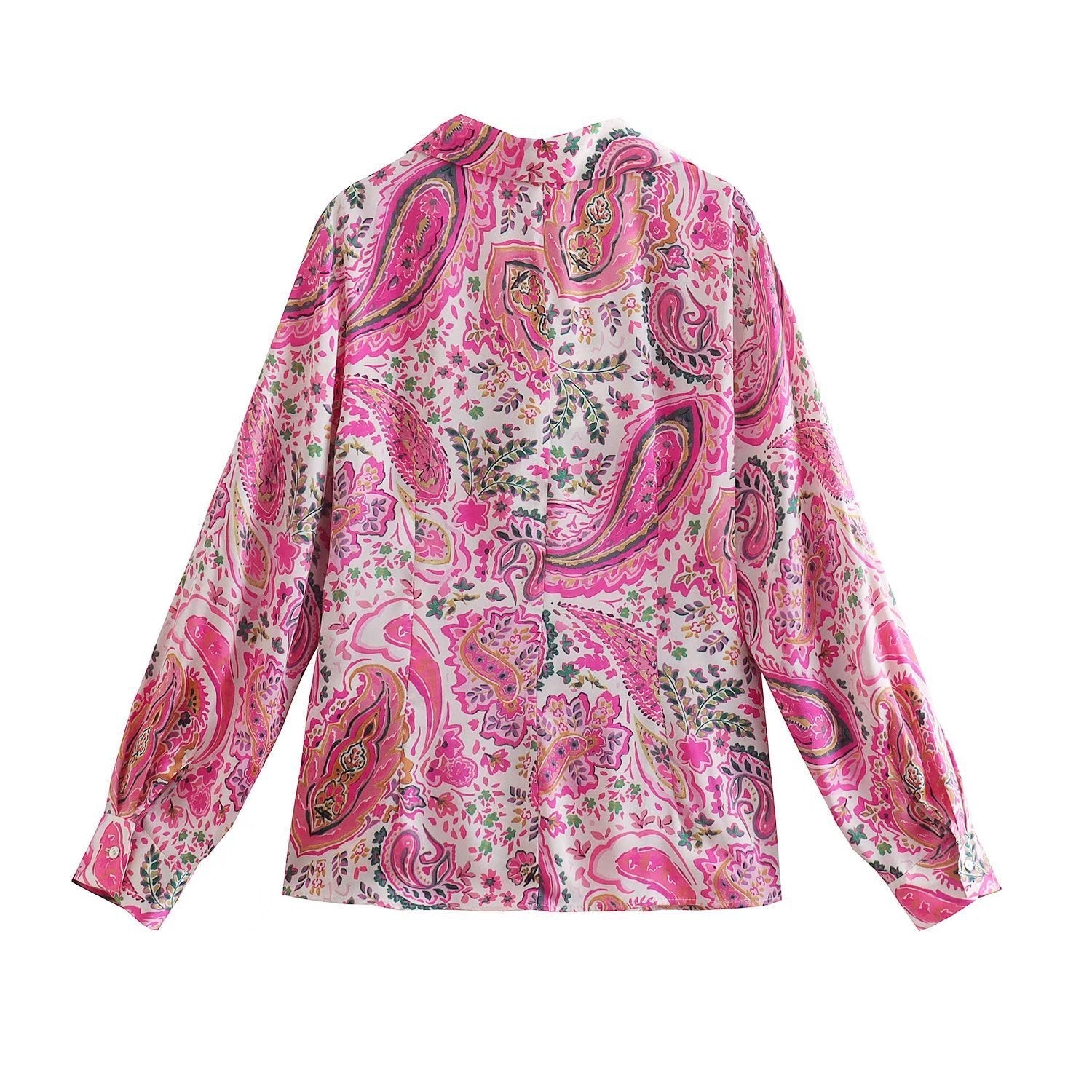 New Women's Lapel Printed Long Sleeve Single Breasted Shirt - PratSN
