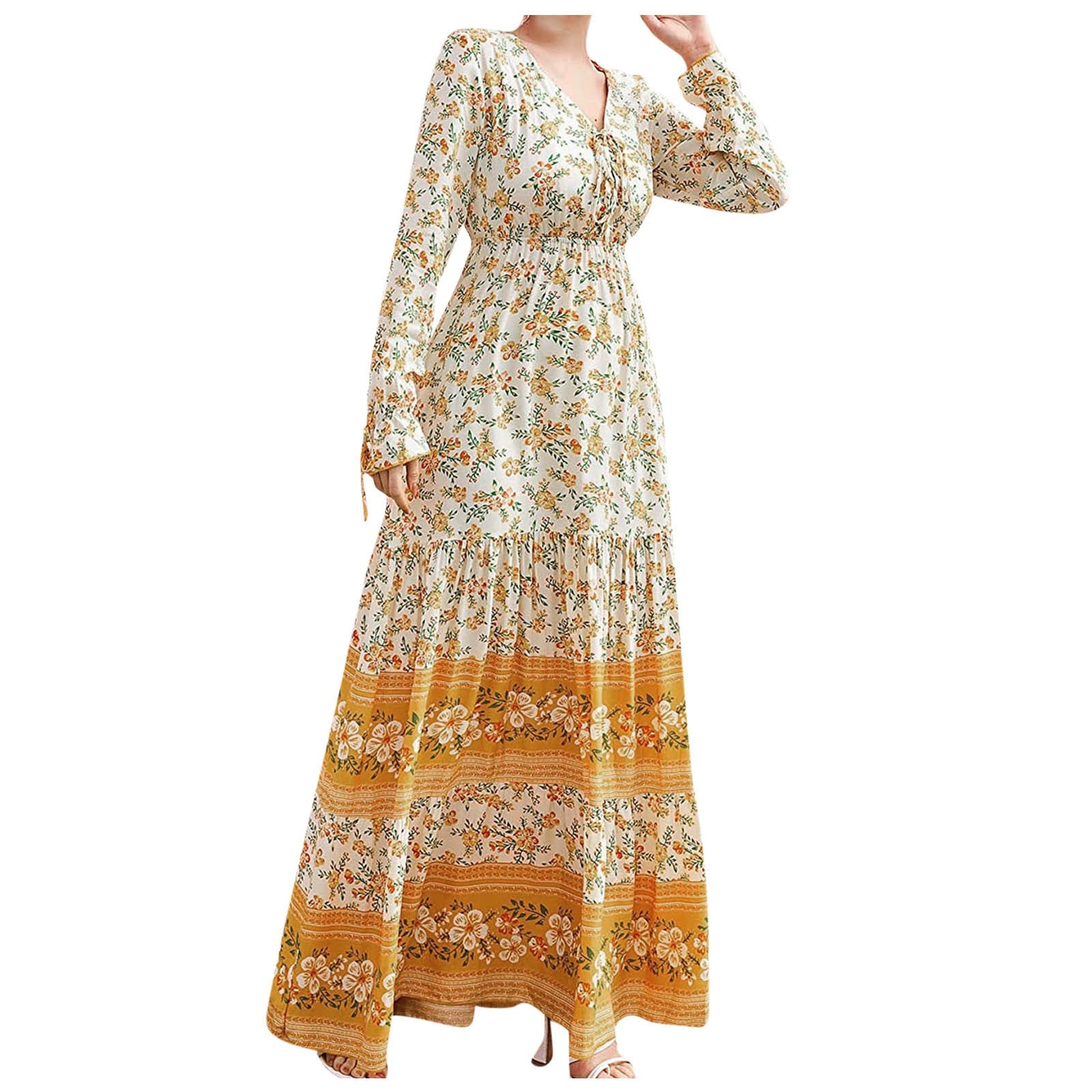 New Women's Long Sleeve Bohemian Dress Indian Ethnic Style - PratSN