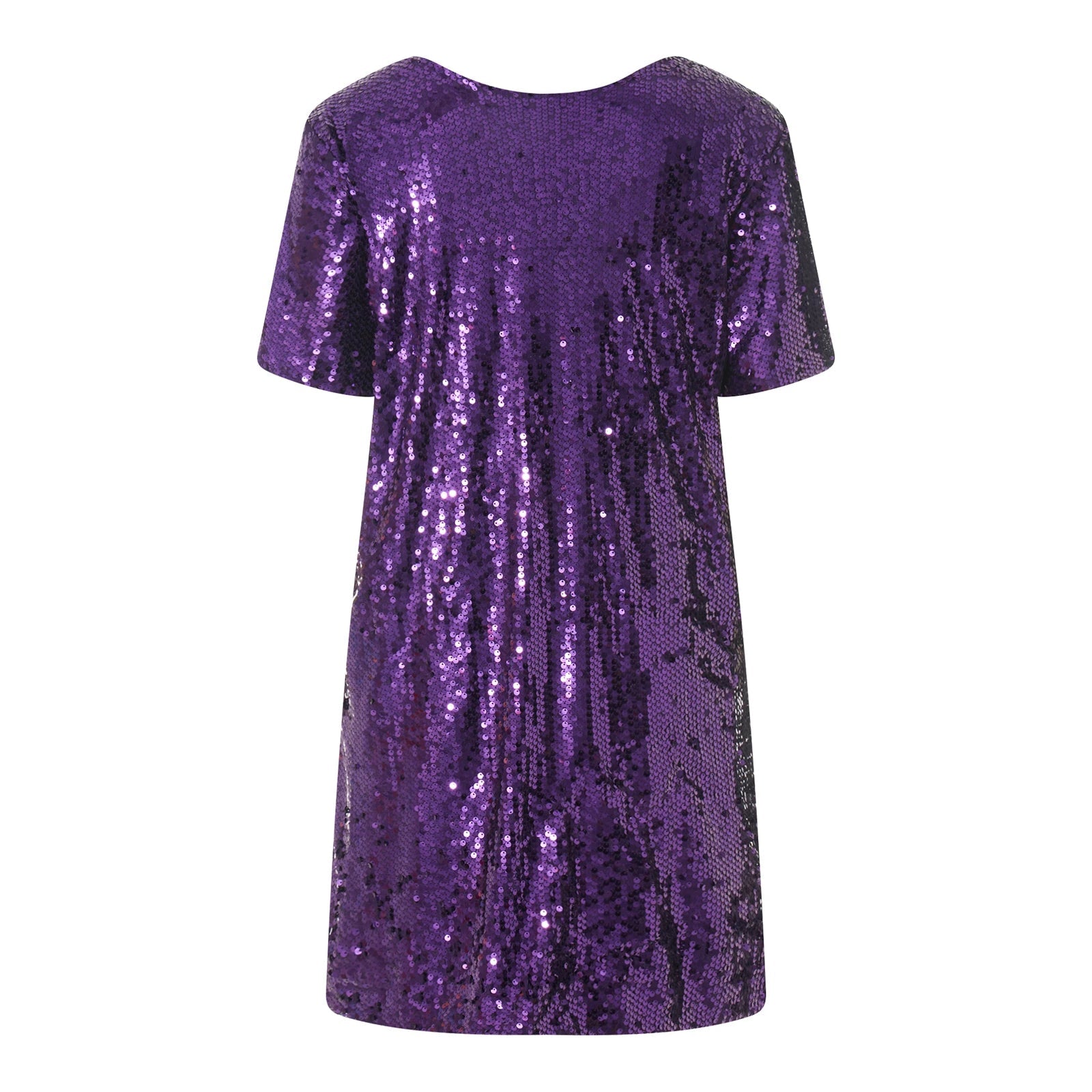 New Year Christmas Party Women Sequins Dress Casual Crew Neck Short Sleeve Mini Dress Fashion Femme Loose Club Dresses - PratSN