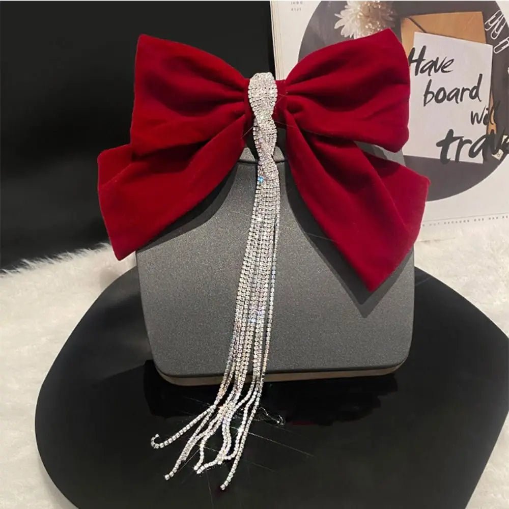 New Year Red Velvet Bow Hair Clip Spring Clip Korean Extra Large Tassels Bowknot Hairpins Women's Elegant Headwear Headdress - PratSN
