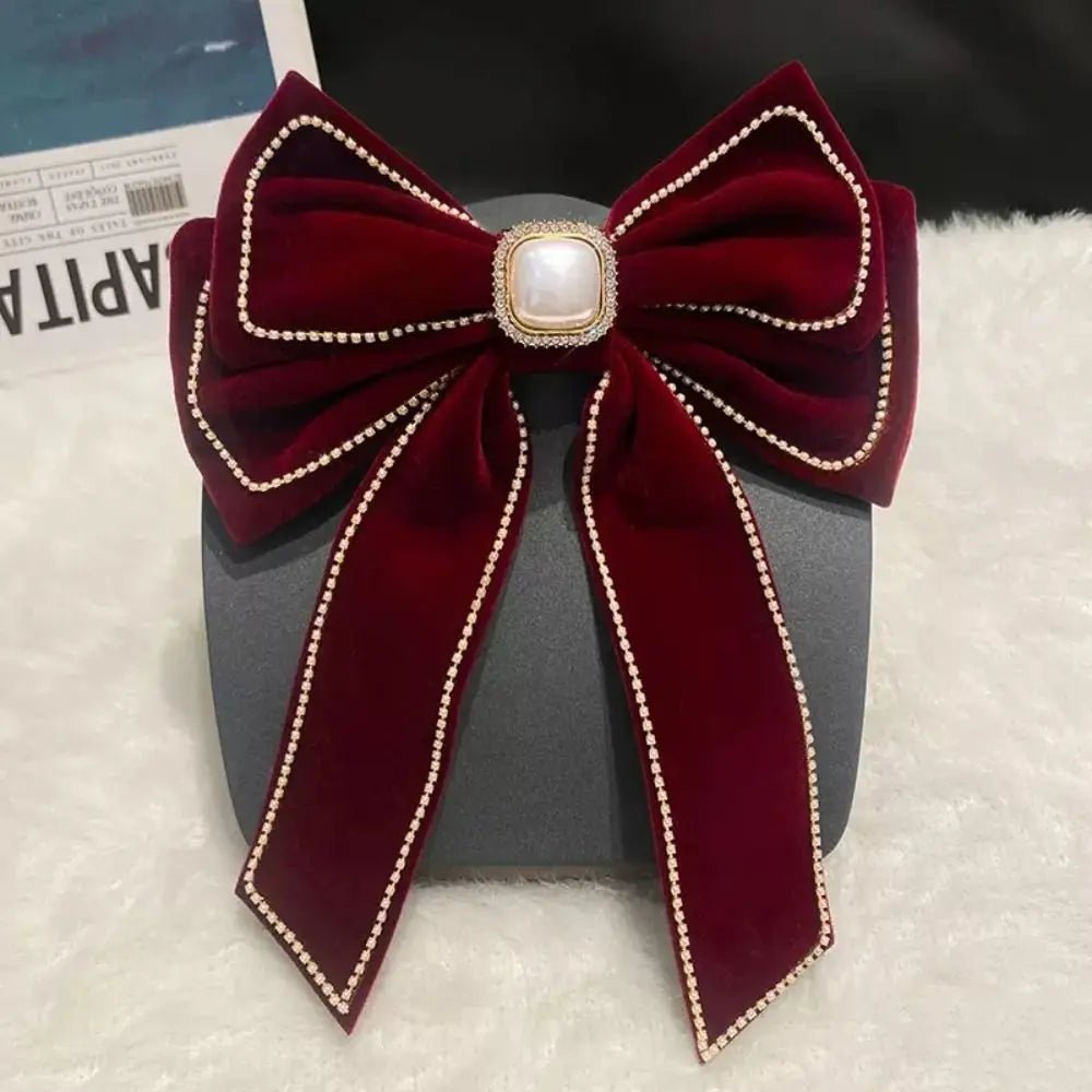 New Year Red Velvet Bow Hair Clip Spring Clip Korean Extra Large Tassels Bowknot Hairpins Women's Elegant Headwear Headdress - PratSN