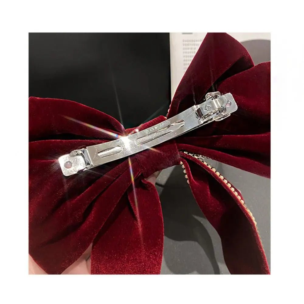 New Year Red Velvet Bow Hair Clip Spring Clip Korean Extra Large Tassels Bowknot Hairpins Women's Elegant Headwear Headdress - PratSN