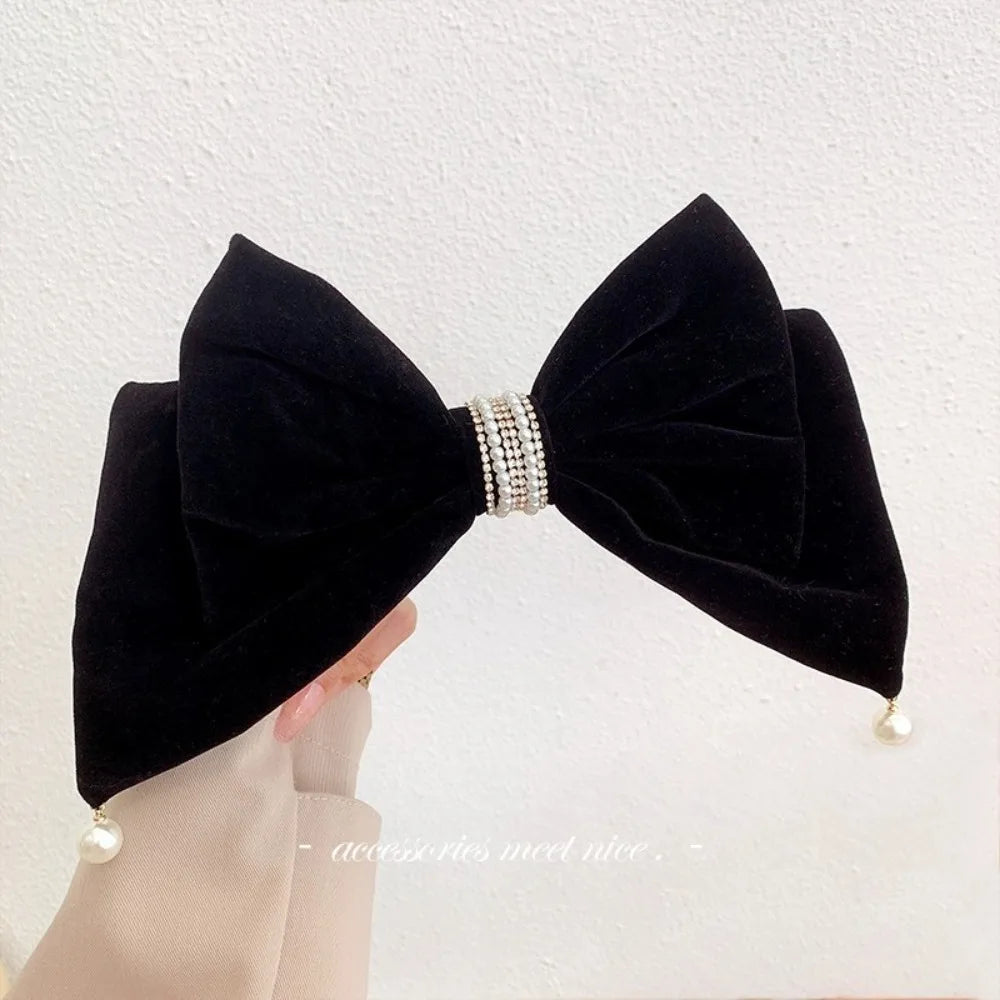 New Year Red Velvet Bow Hair Clip Spring Clip Korean Extra Large Tassels Bowknot Hairpins Women's Elegant Headwear Headdress - PratSN