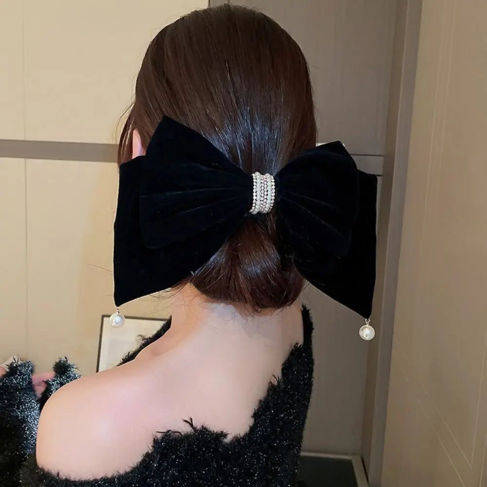 New Year Red Velvet Bow Hair Clip Spring Clip Korean Extra Large Tassels Bowknot Hairpins Women's Elegant Headwear Headdress - PratSN